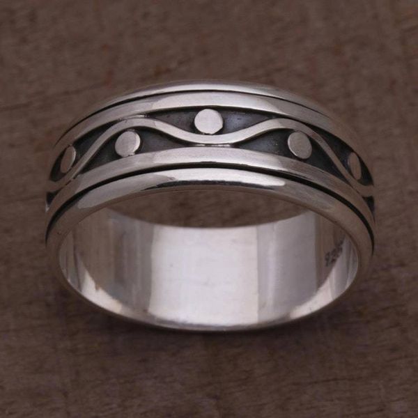 Alternate image for 925 Sterling Silver Unisex Spinner Meditation Ring from Bali Stream of Life
