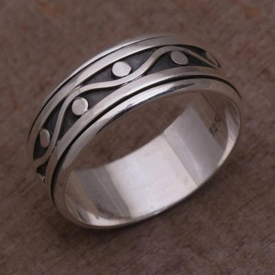 Alternate image for 925 Sterling Silver Unisex Spinner Meditation Ring from Bali Stream of Life