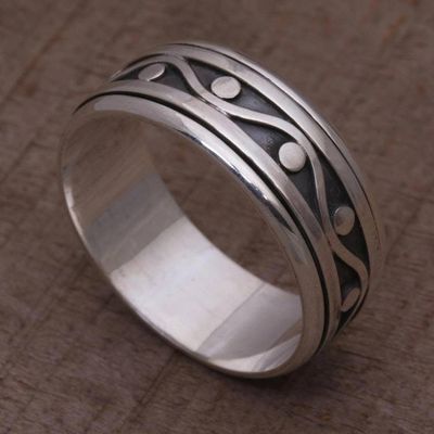 Alternate image for 925 Sterling Silver Unisex Spinner Meditation Ring from Bali Stream of Life