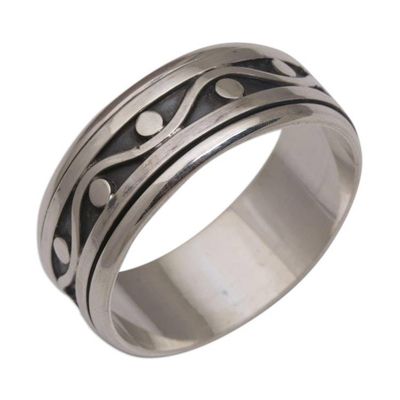 Alternate image for 925 Sterling Silver Unisex Spinner Meditation Ring from Bali Stream of Life