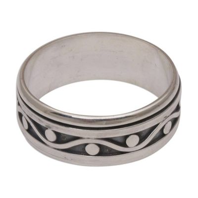 Alternate image for 925 Sterling Silver Unisex Spinner Meditation Ring from Bali Stream of Life