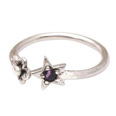 Alternate image for Amethyst and Sterling Silver Wrap Ring Dark Garden