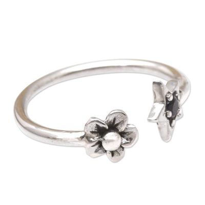 Alternate image for Amethyst and Sterling Silver Wrap Ring Dark Garden