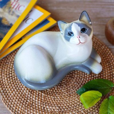 Main image for Wood Cat Sculpture from Indonesia Friendly Kitten