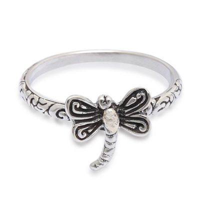 Primary image for Dragonfly-Themed 18k Gold-Accented Cocktail Ring from Bali Spirit of the Dragonfly
