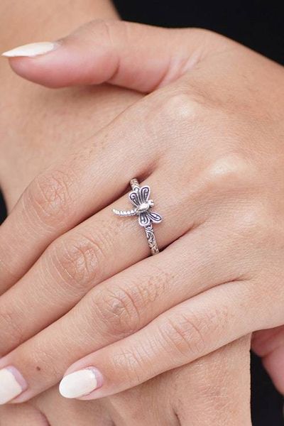 Alternate image for Dragonfly-Themed 18k Gold-Accented Cocktail Ring from Bali Spirit of the Dragonfly