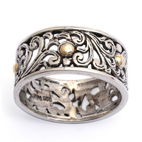 Alternate image for 18k Gold-Accented Spring-Themed Sterling Silver Band Ring Blooms of Victory