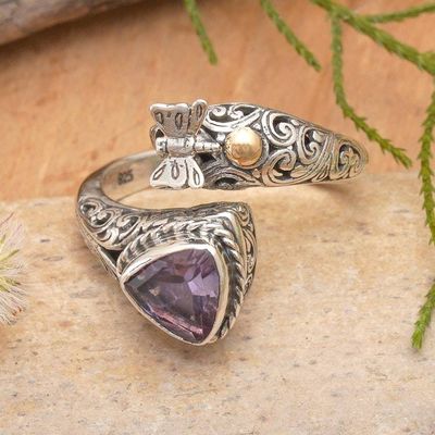 Alternate image for Dragonfly-Themed 18k Gold-Accented Amethyst Jewel Wrap Ring Sagacious Dragonfly