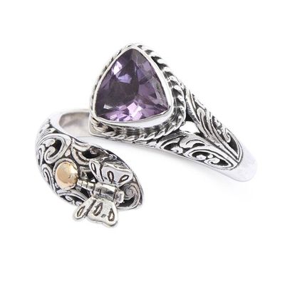 Alternate image for Dragonfly-Themed 18k Gold-Accented Amethyst Jewel Wrap Ring Sagacious Dragonfly