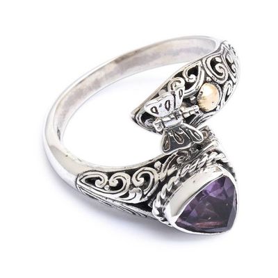 Alternate image for Dragonfly-Themed 18k Gold-Accented Amethyst Jewel Wrap Ring Sagacious Dragonfly