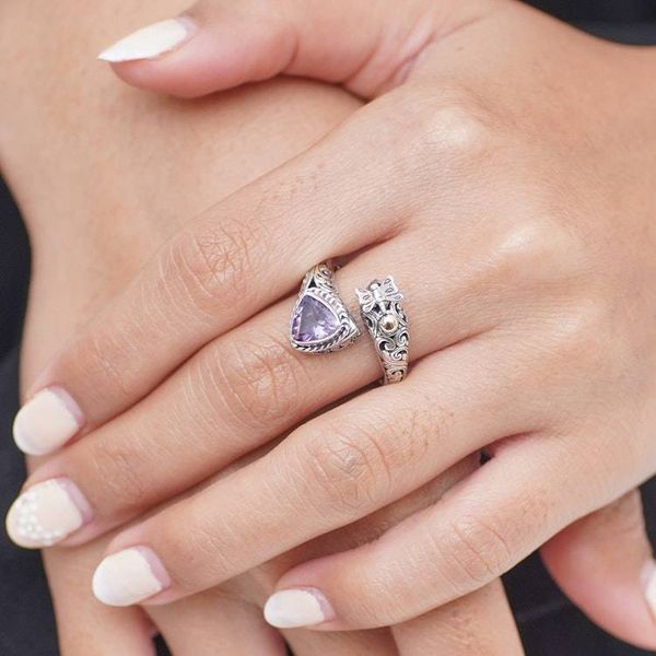 Alternate image for Dragonfly-Themed 18k Gold-Accented Amethyst Jewel Wrap Ring Sagacious Dragonfly