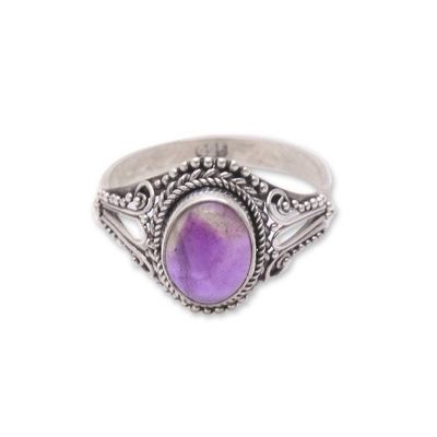 Alternate image for Handmade Amethyst Single-Stone Ring from Bali Princess Gem