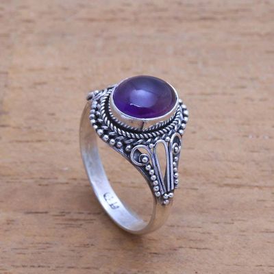 Alternate image for Handmade Amethyst Single-Stone Ring from Bali Princess Gem