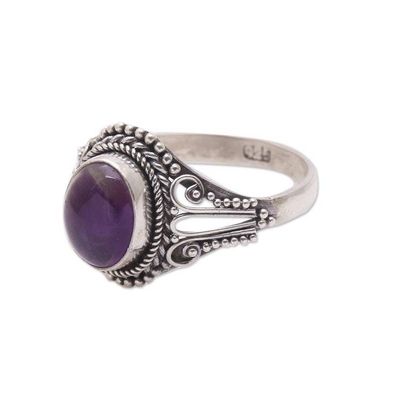 Alternate image for Handmade Amethyst Single-Stone Ring from Bali Princess Gem