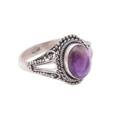 Alternate image for Handmade Amethyst Single-Stone Ring from Bali Princess Gem