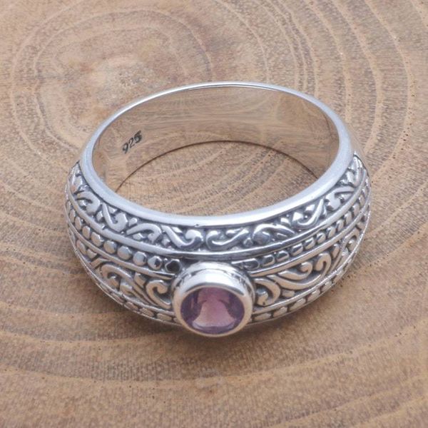 Alternate image for Faceted Amethyst Ring Crafted in Bali Sensational Gem