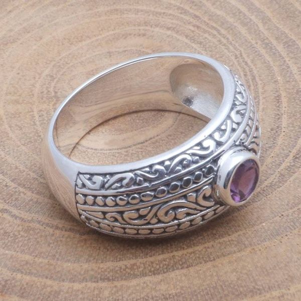Alternate image for Faceted Amethyst Ring Crafted in Bali Sensational Gem