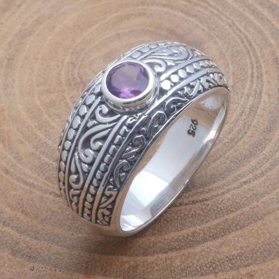 Alternate image for Faceted Amethyst Ring Crafted in Bali Sensational Gem