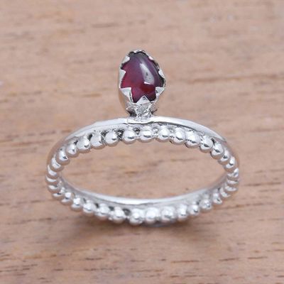 Primary image for Dot Motif Garnet Band Ring Crafted in Bali Lovely Serenity