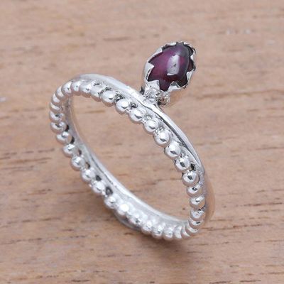Alternate image for Dot Motif Garnet Band Ring Crafted in Bali Lovely Serenity