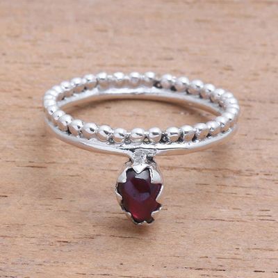 Alternate image for Dot Motif Garnet Band Ring Crafted in Bali Lovely Serenity