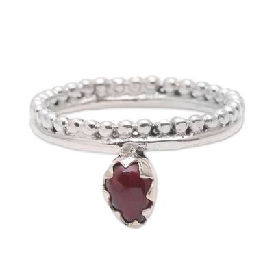 Alternate image for Dot Motif Garnet Band Ring Crafted in Bali Lovely Serenity