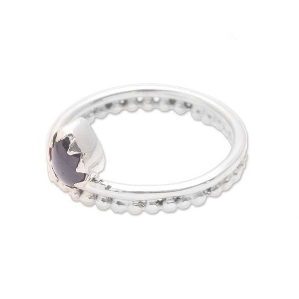Alternate image for Dot Motif Garnet Band Ring Crafted in Bali Lovely Serenity