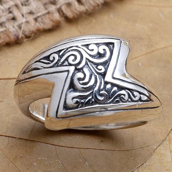 Alternate image for Hand Crafted Sterling Silver Cocktail Ring Lightning Strike
