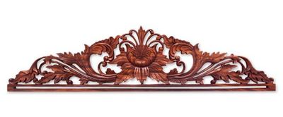 Alternate image for Handcrafted Floral Wood Relief Panel Island Peony