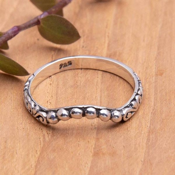 Alternate image for Traditional Sterling Silver Band Ring Crafted in Bali Gianyar Princess