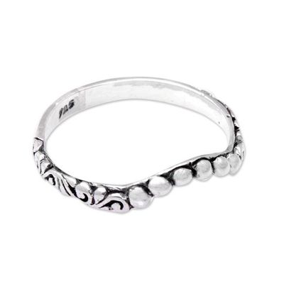 Alternate image for Traditional Sterling Silver Band Ring Crafted in Bali Gianyar Princess
