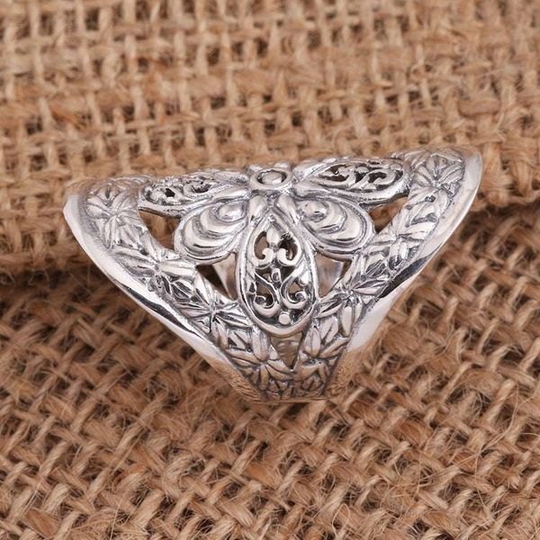 Alternate image for Balinese Flower Sterling Silver Cocktail Ring Fantasia