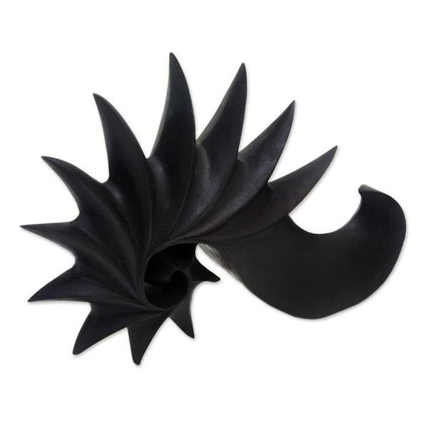 Alternate image for Signed Balinese Suar Wood Sea Shell Sculpture Black Spider Conch