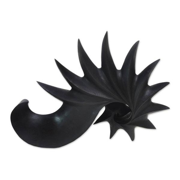 Alternate image for Signed Balinese Suar Wood Sea Shell Sculpture Black Spider Conch