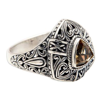 Alternate image for Sterling Silver Triangular Cocktail Ring with Citrine Stone Beauty in Yellow