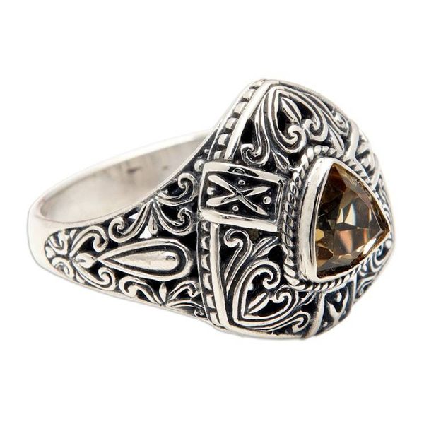 Alternate image for Sterling Silver Triangular Cocktail Ring with Citrine Stone Beauty in Yellow