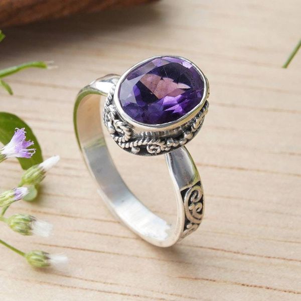 Alternate image for Balinese-Inspired 2-Carat Oval Amethyst Single Stone Ring My Wise Journey