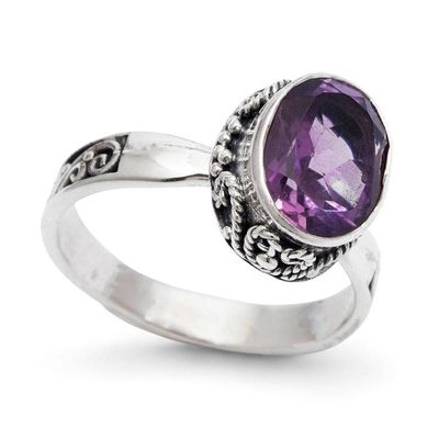 Alternate image for Balinese-Inspired 2-Carat Oval Amethyst Single Stone Ring My Wise Journey