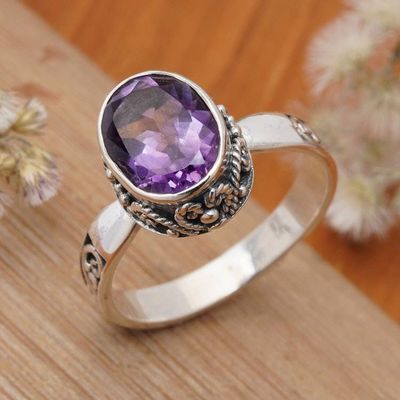 Alternate image for Balinese-Inspired 2-Carat Oval Amethyst Single Stone Ring My Wise Journey