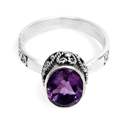 Alternate image for Balinese-Inspired 2-Carat Oval Amethyst Single Stone Ring My Wise Journey