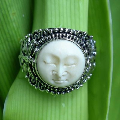 Alternate image for Artisan-Made Dragonfly-Themed Sterling Silver Domed Ring The Dragonfly Moon