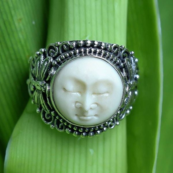 Alternate image for Artisan-Made Dragonfly-Themed Sterling Silver Domed Ring The Dragonfly Moon
