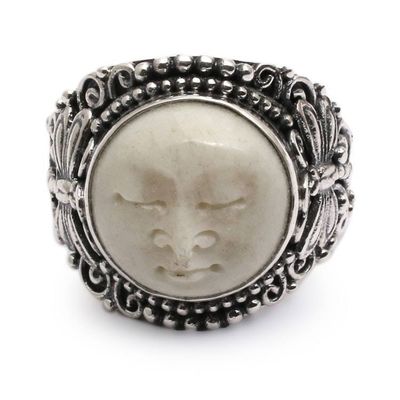 Alternate image for Artisan-Made Dragonfly-Themed Sterling Silver Domed Ring The Dragonfly Moon