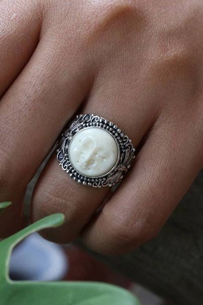 Alternate image for Artisan-Made Dragonfly-Themed Sterling Silver Domed Ring The Dragonfly Moon