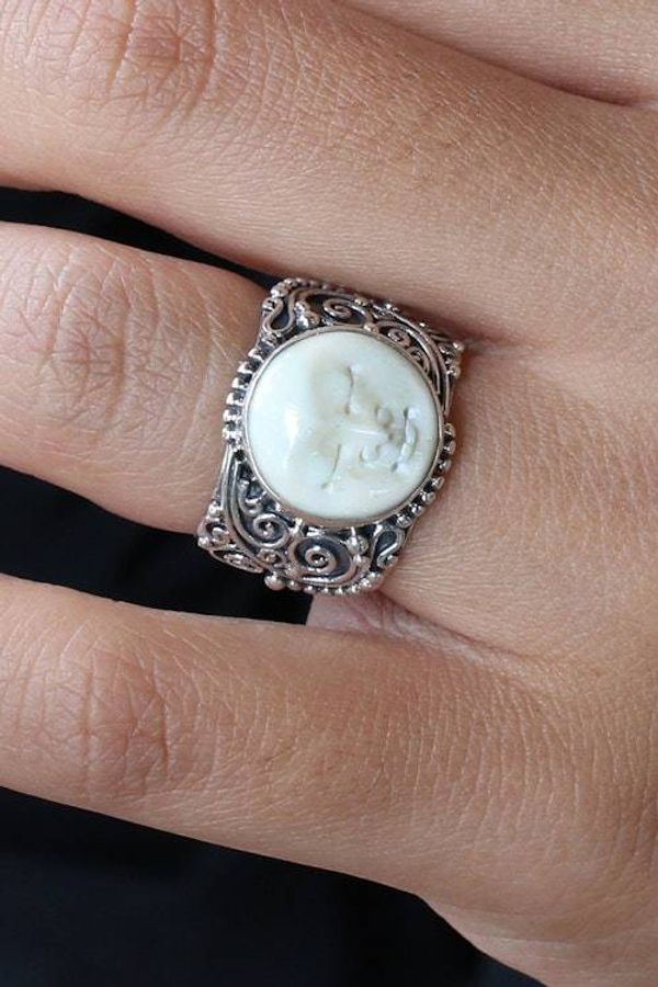 Alternate image for Folk Art-Inspired Moon-Themed Sterling Silver Wrap Ring The Serene Moon