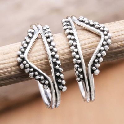 Alternate image for Handcrafted Sterling Silver Stacking Rings Pair Twin Peaks