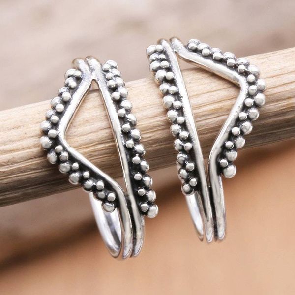 Alternate image for Handcrafted Sterling Silver Stacking Rings Pair Twin Peaks