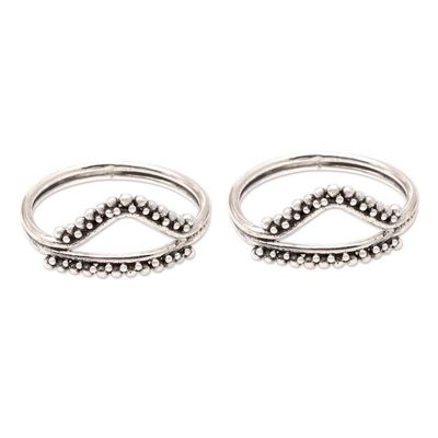 Alternate image for Handcrafted Sterling Silver Stacking Rings Pair Twin Peaks