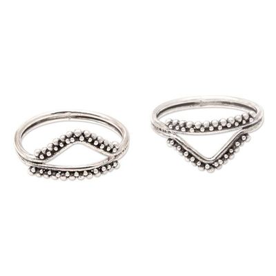 Alternate image for Handcrafted Sterling Silver Stacking Rings Pair Twin Peaks