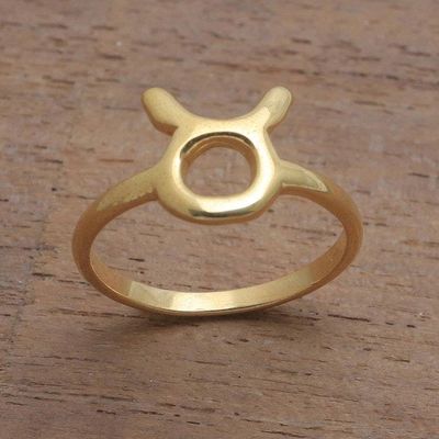 Primary image for 18k Gold Plated Sterling Silver Taurus Band Ring Golden Taurus
